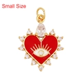 Small gold evil eye heart pendant with red enamel and sparkling zircon stones - Red-Small Evil Eye