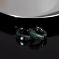 Men's gunmetal small hoop earrings with pavé-set emerald green crystals in a sleek finish - Gun Black - Green Zirconia