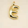 Polished gold bubble letter E pendant necklace charm with reflective mirror finish - Letter E