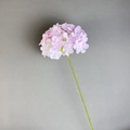 Single pink artificial hydrangea stem for wedding decor with a green lifelike stalk - Purple