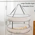 Large double-tier collapsible mesh drying rack in white and grey, 61cm diameter size - Grey 61cm Double Layer Economic