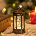 Vintage Bronze-Weihnachtslaterne mit Schneemannfigur und festlichem Schneewirbel-Effekt - Vintage Secheckiger Telefonierender Schneemann