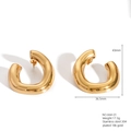 Orecchini a cerchio vintage a forma di C in acciaio inossidabile placcato oro 18K - E664-01(Forma a C Spessa)
