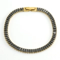 Tennis bracelet in 18K gold plating featuring rectangular black zircons and a secure fold-over clasp - Black