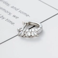 Silver 8mm hinged hoop earring featuring three inset round clear cubic zirconia stones - White (Single Piece)