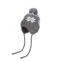 Dunkelgraue Winter-Strickmütze für Babys mit Schneeflockenmuster und Ohrenklappen - Grau