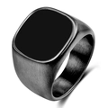 Men's 18K gold plated stainless steel signet ring with black matte brushed finish - US 7 / Gun Black