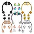 Five-piece magnetic horseshoe faux nose ring set in multiple colors with exchangeable tips - Rhinestone Ball Style / 5-Piece Set