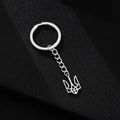 Polished silver trident pendant keychain made of durable stainless steel on black background - Trident / Silver