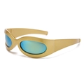 Occhiali da sole sportivi Y2K con montatura oro opaco e lenti riflettenti blu - Montatura Oro Specchio Oro