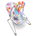 Multicolor animal print baby bouncer with adjustable toy bar and sturdy metal frame - Elephant Style