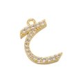 Macro detail of gold plated Arabic letter Jeem pendant with sparkling zircon stones - Gold 16