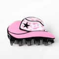 Pinza per capelli a forma di cappello da cowboy rosa con motivo a stelle nere chic - Stelle a Pois Rosa
