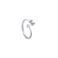 Adjustable silver ring featuring a sparkling micro-pave letter M and a single crystal stone - Letter M
