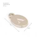 Macro detail of oval stainless steel charm with letter A engraving and size dimensions - Letter A(ZA2254S-A) / Pendant Only / Silver