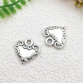 Antique silver heart-shaped charms with filigree pattern for DIY jewelry making - Peach Heart (12.5x13mm)