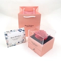 Pink preserved rose jewelry box with acrylic lid and Best Wishes gift bag set - General Purpose / Sakura Pink