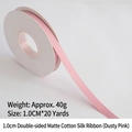 Dusty pink 1.0cm matte cotton ribbon roll for elegant gift wrapping and DIY crafts - Double-sided Matte Cotton / 1.0cm Wide * 20 Yards / Dusty Rose
