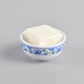 Realistic tofu food model accessory in blue and white porcelain bowl for display - Tofu