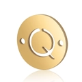Polished gold stainless steel double-hole charm featuring a cutout letter Q design - Letter Q