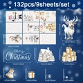 White 3D Christmas window clings set with Santa, reindeer and snowflakes, 132pcs - White Snowman Set (132pcs)
