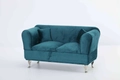Mini velvet sofa jewelry box in dark teal with ornate silver carved metal legs - Double Sofa / Teal