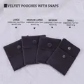 Pink velvet jewelry pouches with snap buttons in four sizes shown on lace background - Snap Velvet Jewelry Pouch / 9.5*9.5cm / Dark Gray