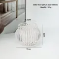 Amber glass candle holder with vertical ribbing and beaded rim decor, small size - Small Fine Stripe
