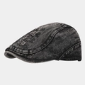 Makroaufnahme der dunkelgrauen Jeansmütze mit Vintage-Löchern und robusten Nähten - Verstellbar / Schwarz