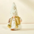 Gnomo di Natale con cappello in pelliccia bianca, fiocchi dorati e luce integrata - Oro Champagne Regalo Femmina