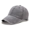 Close-up of washed cotton baseball cap in dark grey with detailed brim stitching - Adjustable / Washed Grey