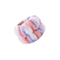 Pink, white and purple tie-dye plush spa headband for face washing and wrist care - Purple Red Tri-color Stripes