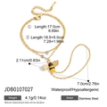 Pulsera de abeja de acero inoxidable dorado con cristales blancos y esmalte - Pulsera Esclava Abeja (JDB0107027)