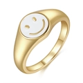 18K gold plated ring featuring a white enamel face with a golden smiley face icon - US 7 / White Smiley Face