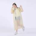 Reusable white EVA hooded raincoat with yellow polka dots for adult outdoor travel - Light Yellow Polka Dot