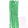 Close-up of shiny green clover-shaped bead necklaces for St. Patrick's Day party decor - Thick Shamrock