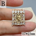 Detail of 17x23mm Virgin Mary pendant with cubic zirconia and gold finish - Style B-Rectangular White Zirconia