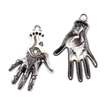 Antique silver Hamsa Hand alloy charms for DIY jewelry making featuring eye symbol - Hamsa Hand with Eye(A4-161)