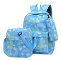 Three-piece school backpack set with blue gradient stars print including shoulder bag and pencil case - Blue Starry Sky 3-Piece Set / Blue 3-Piece Set