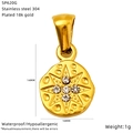 Detail of 14x10mm 18k gold plated star pendant with five white zircons and dimensions - Star Style (SP620G)