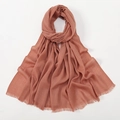 Breathable slub cotton long scarf with fringe detail in salmon pink terracotta shade - Brick Red