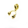 Golden headphone-shaped pendant charm for snake chain bracelets with micro-zirconia inlay - Gold Headphones Charm