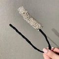 Elegante accessorio per chignon con perle bianche e filo flessibile nero per capelli - N. 3 Bianco Perla Lucente