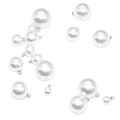 Polished white ABS imitation pearl pendants with silver metal loops in various sizes - 6mm / White K/Silver