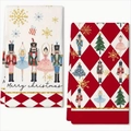 Christmas kitchen towels with Nutcracker and ballet dancer patterns in red and white - Nutcracker Ballerina Style A (MJBT66-36) / 2 Pieces/Pack (40*60cm) / Red White Plaid Combination