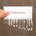 5609902HB-Silver 6 Pairs-Pearl Twist Hoop Set
