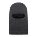 Detail of dark grey knitted kids balaclava showing fine wool texture and reinforced opening - Dark Gray