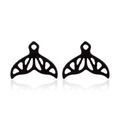 Detail view of matte black whale tail earring charms with small round connection holes - 199/Fish Tail / Black