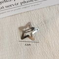 Star-shaped silver metal snap hair clip with 3.2cm hollow design for women's hairstyling - Silver