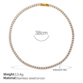 Collier tennis classique en acier doré 18 carats avec pierres de zircon de 4,9 mm - Collier en Zirconia Blanc (XL853WEG)